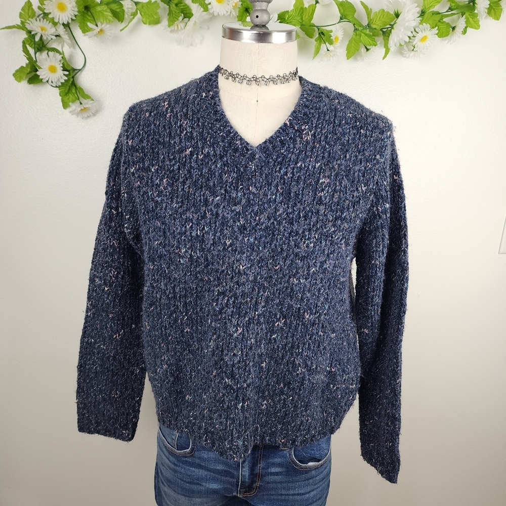 Sonoma Blue Sweater - Knit Crop Sz Large